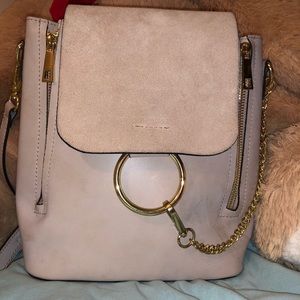 Leather and Suede Beige Backpack